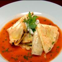 Roasted-Vegetable Filled Crepes with Red Pepper Coulis image