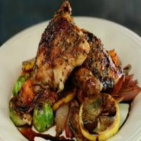 Balsamic Roasted Brussels Sprouts, Butternut Squash and Chicken Thighs_image
