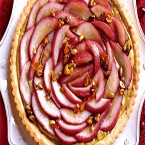 Poached Pear Tart with Caramelized Pistachios_image
