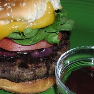 Cheddar Burgers With Balsamic Onions and Chipotle Ketchup_image
