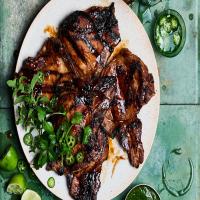 Soy-Basted Pork Chops with Herbs and Jalapeños image