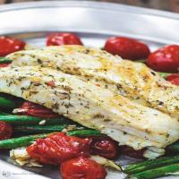 One-Pan Baked Halibut Recipe with Vegetables_image