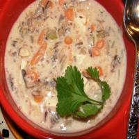 Low-Fat Cream of Chicken and Wild Rice Soup image