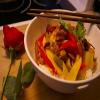 Stir-Fried Chicken With Mango and Peppers image