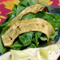 Grilled Zucchini over Baby Spinach_image