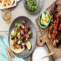 Indian-Spiced Chicken, Eggplant, and Tomato Skewers image