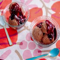 Tofu Chocolate Ice Cream with Mixed Berry Sauce and Whipped Coconut Cream image
