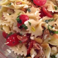 Summer Pasta with Tomatoes, Fresh Basil, and Bacon image