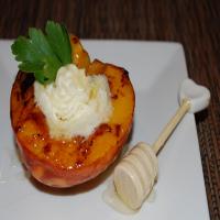 Grilled Rum Peaches With Mascarpone Cheese & Orange Blossom image