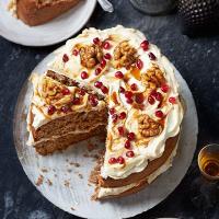 Spiced walnut cake with pomegranate molasses frosting image