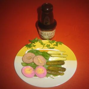 Pickled Egg Appetizer With Orange Wheat Beer_image