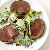 Cold roast beef with beetroot salad & horseradish cream image