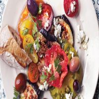 Blistered Eggplant with Tomatoes, Olives, and Feta image
