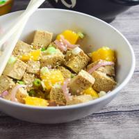 Tofu Poke (Hawaiian Marinated Tofu) with Quick-Pickled Shallots and Mango_image