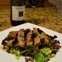 Grilled Peppercorn Steak and Caramelized Pecan Salad with Cabernet-Cherry Vinaigrette_image