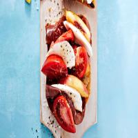 Tomato, Peach, Buffalo Mozzarella, and Bresaola Tartine image