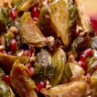 Roasted Brussels Sprouts with Pomegranates and Vanilla-Pecan Butter_image