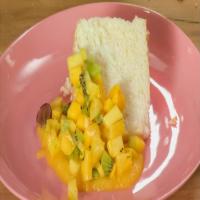 Angel Food Cake with Tropical Fruit Compote image