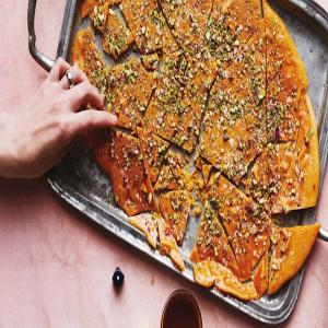 Saffron-Rose Water Brittle with Pistachios and Almonds_image