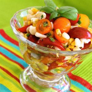 Tomato, Basil, and Corn Salad with Apple Cider Dressing_image