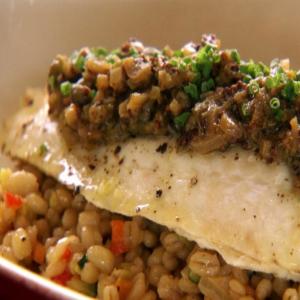 Filet of Sole on Barley and Veg With Grainy Mustard Sauce_image