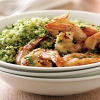 Shrimp Scampi over Pesto Couscous_image