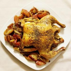 Herb Roasted Chicken With Apples and Onion image