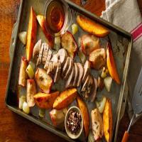 Pork with Sweet Potatoes and Apples Sheet-Pan Dinner image