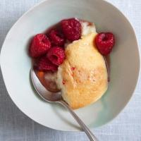 Buttermilk Pudding Cake with Maple Raspberries_image