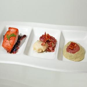 Pan Seared Salmon with Pancetta Fried Cabbage and Thyme Beurre Blanc Sauce_image