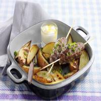 Lamb koftas with potato wedges recipe_image