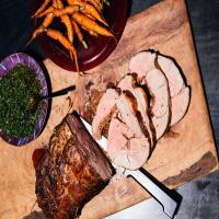 Fennel-Rubbed Leg of Lamb with Carrots and Salsa Verde image