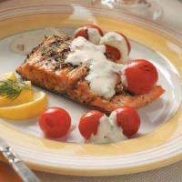 Grilled Salmon with Cheese Sauce image