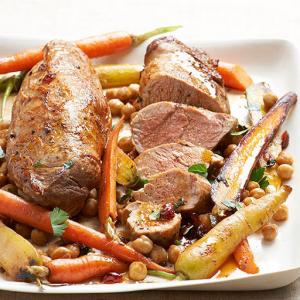 Pan Roasted Pork Tenderloin with Carrots, Chickpeas, and Cranberries Recipe - (4.6/5)_image
