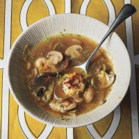 Mushroom and Leek Soup with Parsley Dumplings image