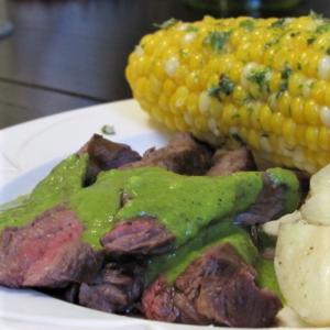 Grilled Flank Steak With Green Onion-Ginger Chimichurri image