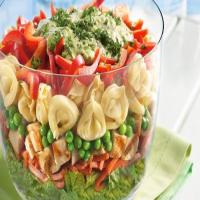 Layered Tortellini Pesto Chicken Salad image