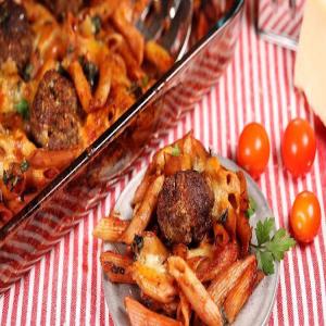 Penne and meatball casserole recipe_image