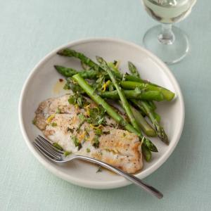 Seared Tilapia with Asparagus and Spicy Mint Gremolata image