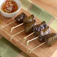 Grilled Beef in Grape Leaves with Sweet, Sour, and Spicy Dipping Sauce image