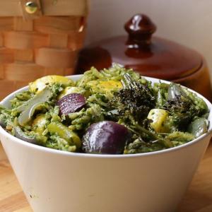 Roasted Veggies With Spinach Pesto Orzo Recipe by Tasty_image