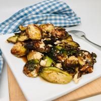 Air-Fried Brussels Sprouts With Balsamic-Honey Glaze and Feta_image