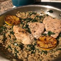 Turkey Cutlets With Barley and Swiss Chard image