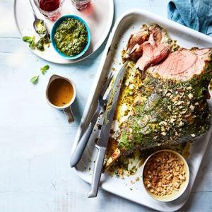 Roast leg of lamb with garlic & watercress butter_image