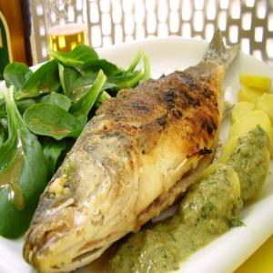 Roasted Sea Bass With Caper Sauce_image