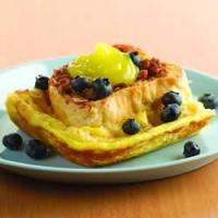 Lemon Cream Stuffed French Toast with Streusel Topper and Fresh Blueberries_image