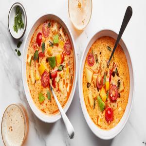 Sonoran-Style Potato, Cheese, and Tomato Soup image