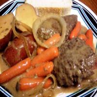 Slow Cooker Swiss Steaks With Beef Gravy, and Potatoes image