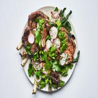 Pork Chops with Radishes and Charred Scallions_image