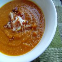 Curried Pumpkin, Kumera and Bacon Soup image